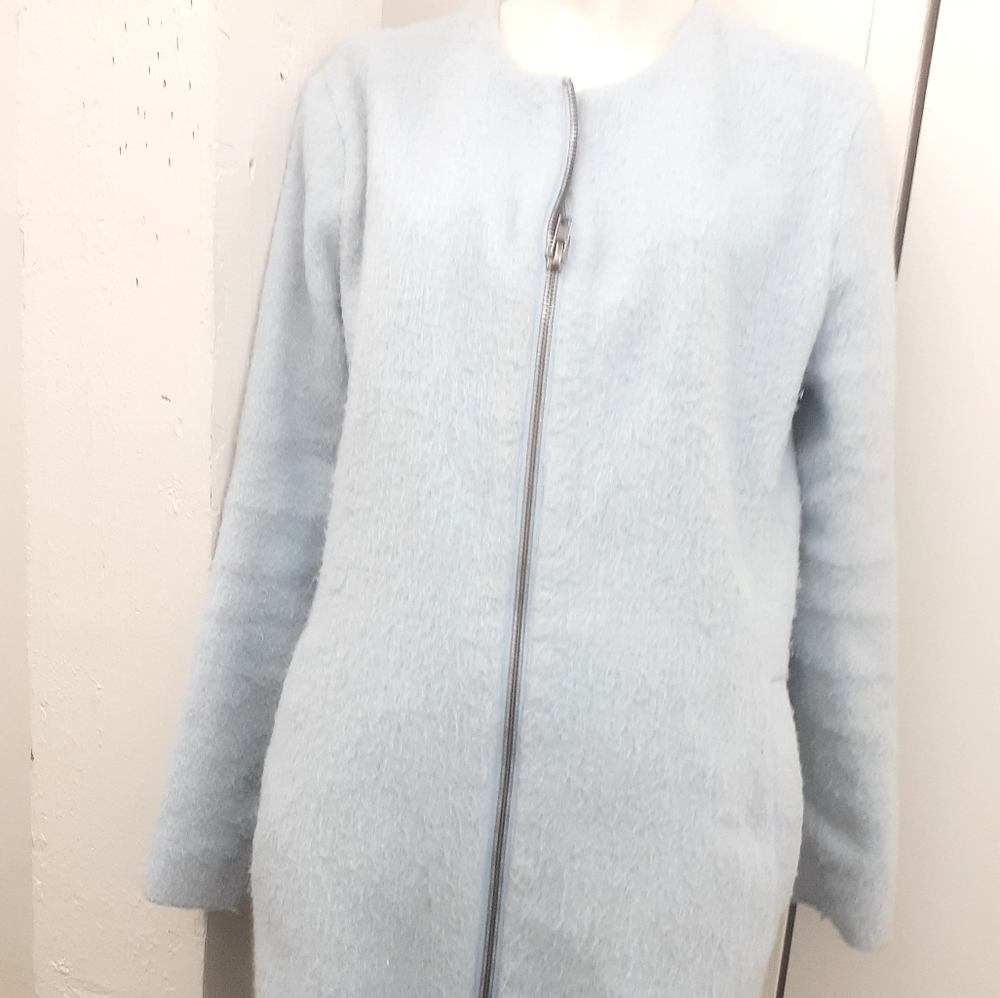 B B DAKOTA French BLUE Mohair Coat Full ZIP SZ M